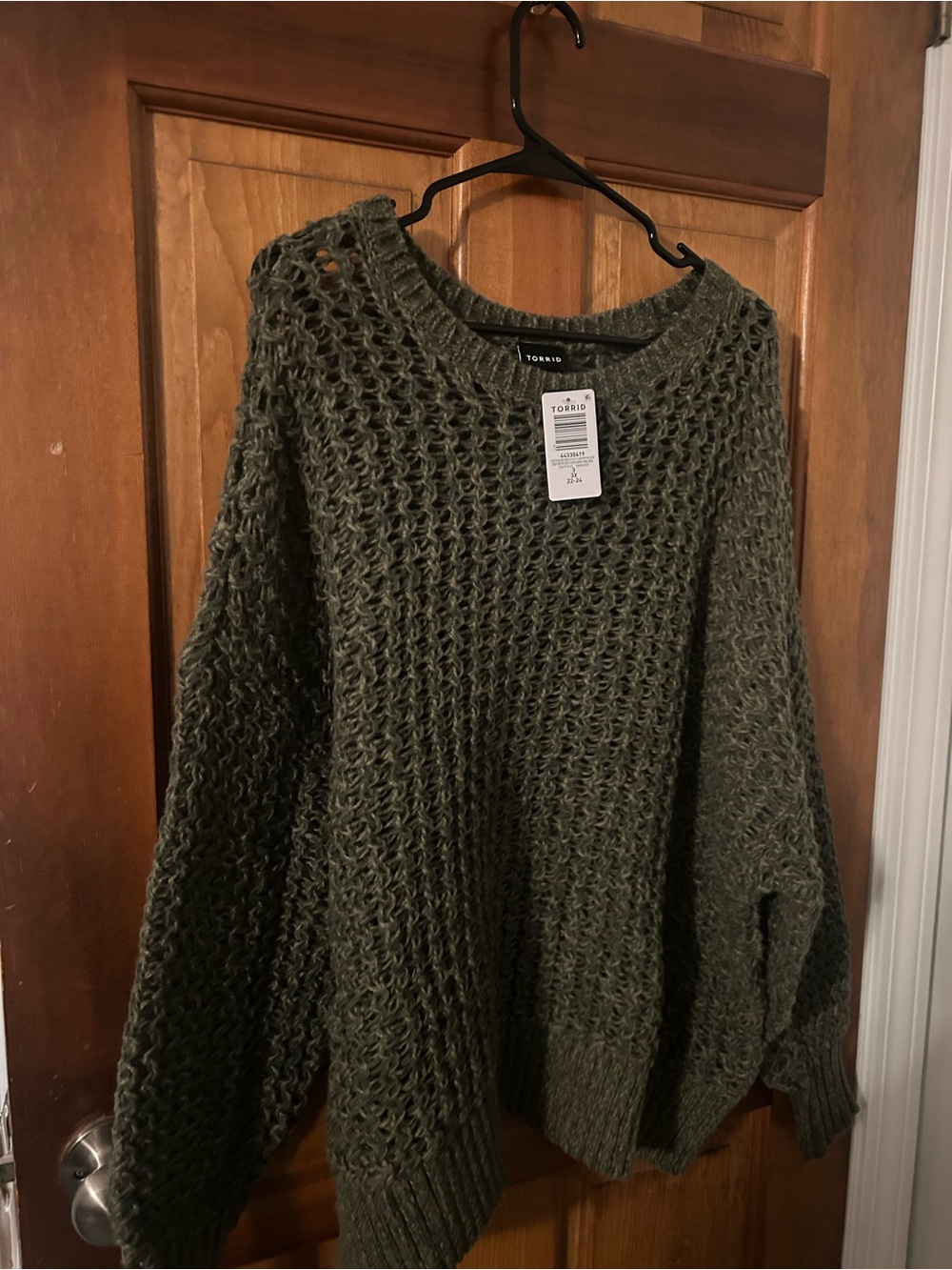 TORRID Olive Open-Knit Crewneck Sweater